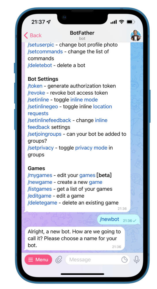 telegram bot 发送通知到达的对话窗口ID